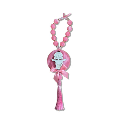 DEZENA PÉROLA MEDALHÃO DE RESINA ANJINHO ROSA 15MM (1 UNIDADE)