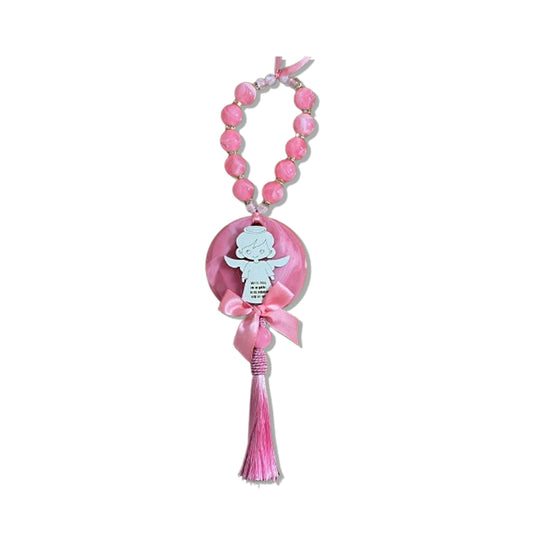 DEZENA PÉROLA MEDALHÃO DE RESINA ANJINHO ROSA 15MM (1 UNIDADE)