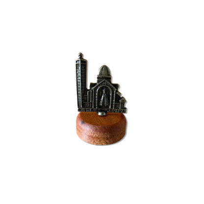 IMAGEM DE MESA METAL OURO VELHO BASÍLICA DE NOSSA SENHORA APARECIDA BASE DE MADEIRA 4,7CM (1 UNIDADE)