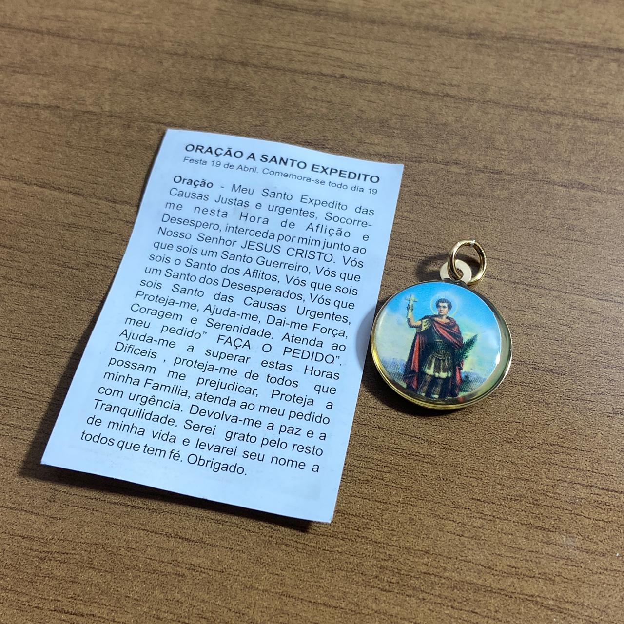 MEDALHA DUPLA FACE SANTO EXPEDITO (12 UNIDADES)