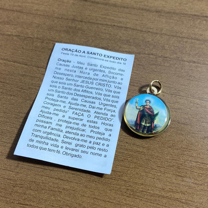 MEDALHA DUPLA FACE SANTO EXPEDITO (12 UNIDADES)