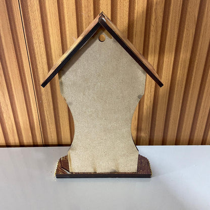 ORATÓRIO DE PAREDE E MESA MDF DOURADO+ IMAGEM DE PLÁSTICO NOSSA SENHORA APARECIDA AZUL COM STRASS 15CM (1 UNIDADE)