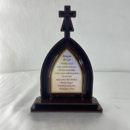 CAPELA ACRÍLICA G SANTA RITA DE CÁSSIA MARROM 18X12CM (1 UNIDADE)