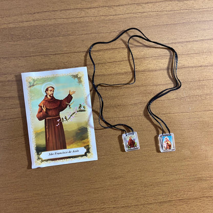 ESCAPULÁRIO CORDINHA NOSSA SENHORA DO CARMO E SÃO FRANCISCO  (12 UNIDADES)