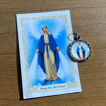 MEDALHA NÍQUEL RESINADA NOSSA SENHORA DAS GRAÇAS (6 UNIDADE)