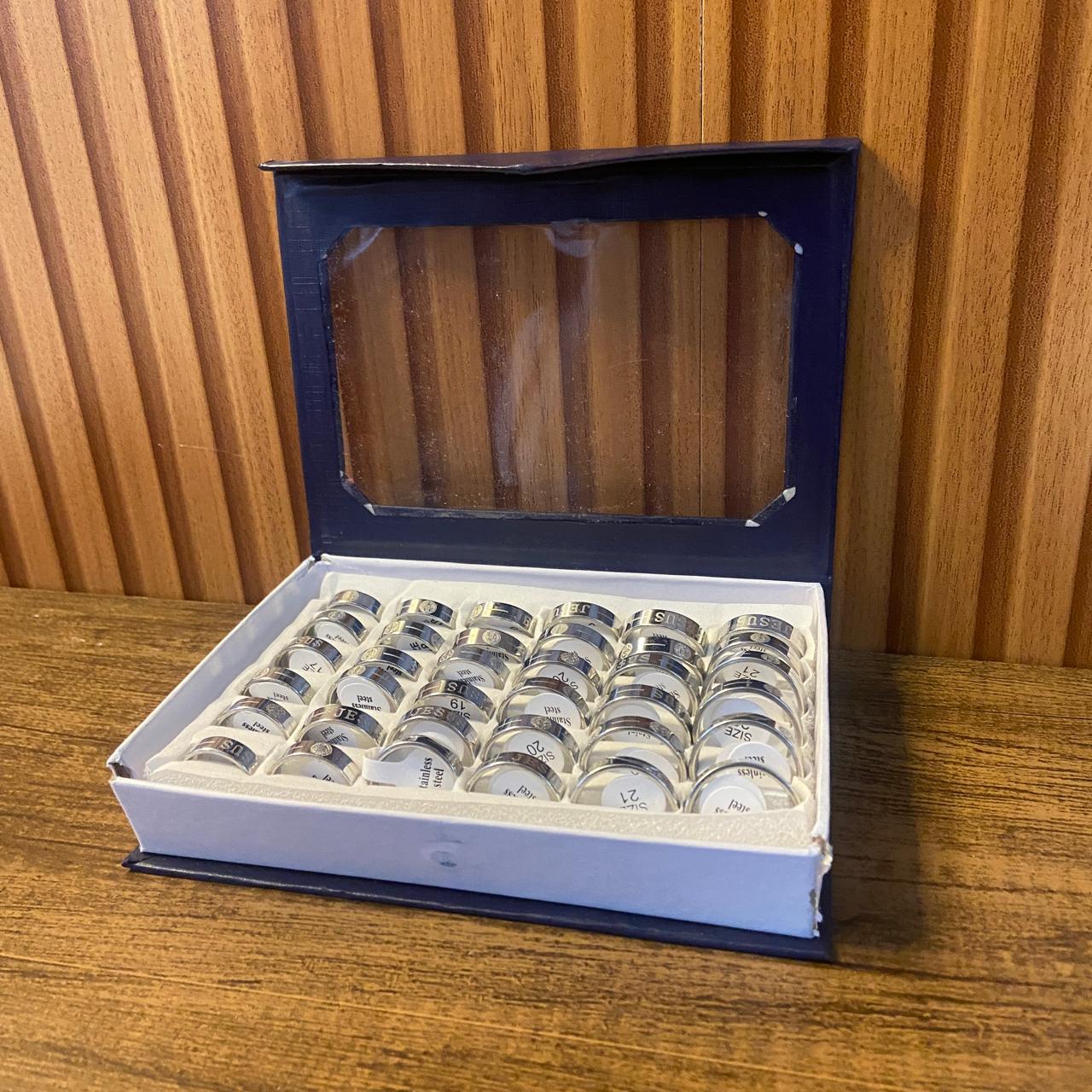 ANEL AÇO INOX MEDALHA SÃO BENTO E JESUS (36 UNIDADES)