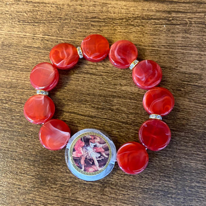 PULSEIRA ACRÍLICA COM MEDALHA RESINADA SÃO MIGUEL ARCANJO  (03 UNIDADES)