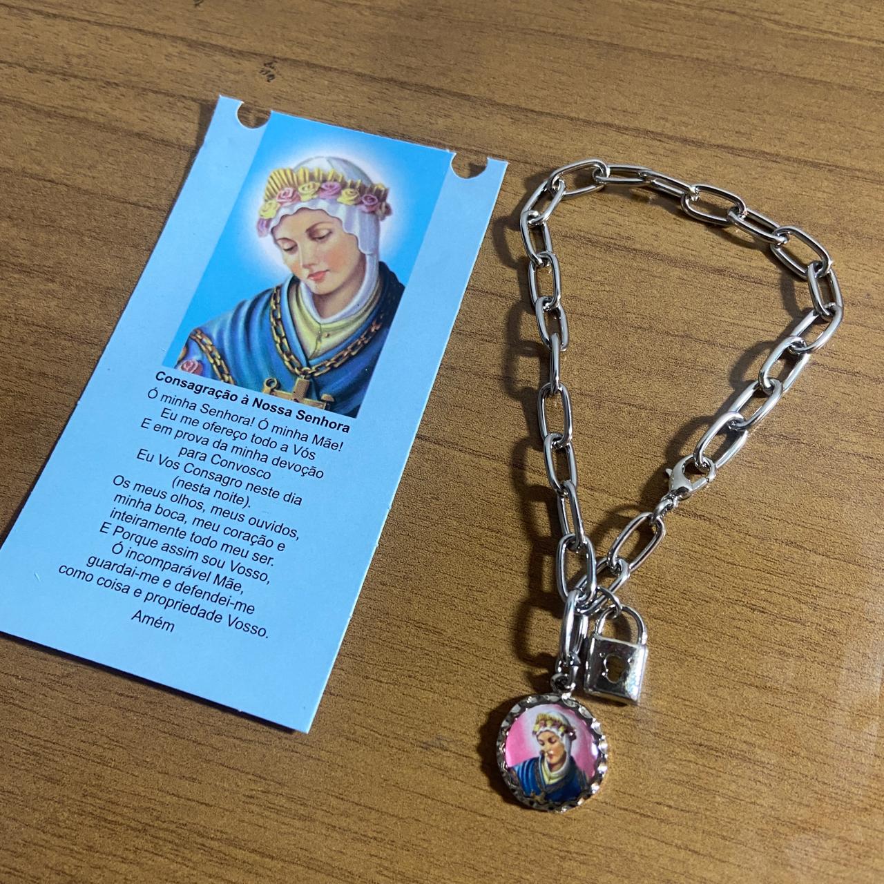 PULSEIRA CADEADO NOSSA SENHORA DE SALETTE NA CARTELA (3 UNIDADES)