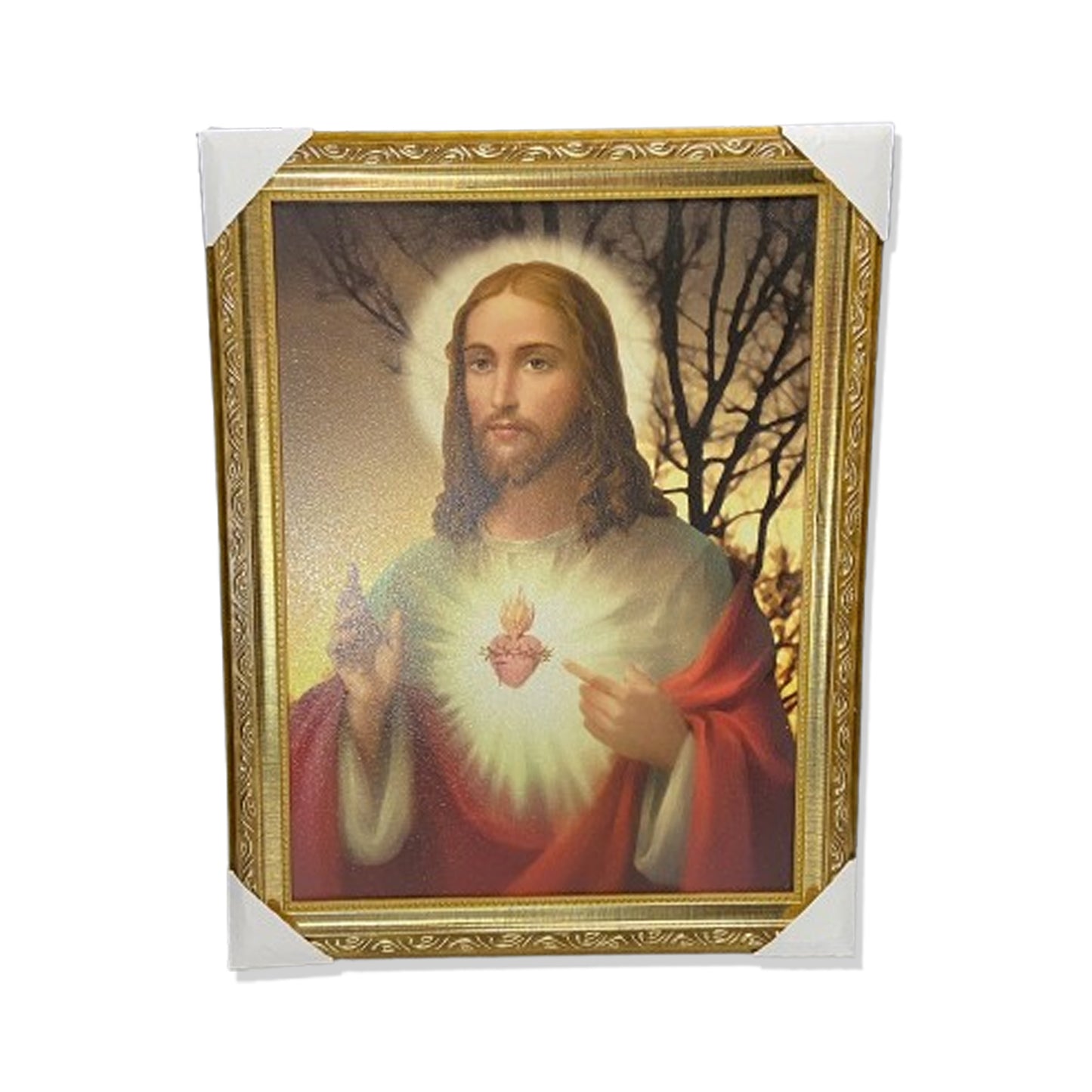 QUADRO COM MOLDURA RESINADO SAGRADO CORAÇÃO DE JESUS 45CMX35CM (1 UNIDADE)