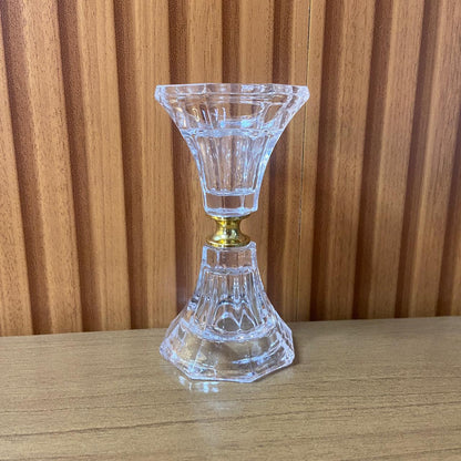 CASTIÇAL DE VIDRO CRISTAL COM DETALHE DOURADO 11CM (1 UNIDADE)