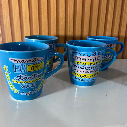 XÍCARA AZUL MOD2 MÃE - FRASES SORTIDAS 120ML (1 UNIDADE)