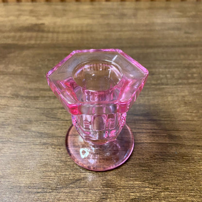 CASTIÇAL DE VIDRO ROSA 5,8CM (1 UNIDADE)