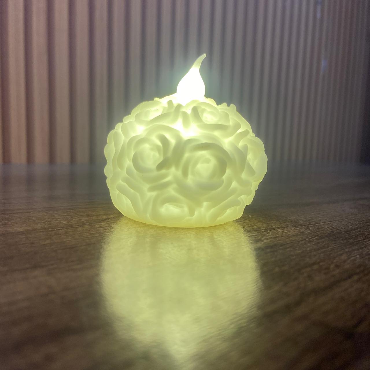 VELA ELETRÔNICA DECORADA  - ROSAS 6,3CM ( 1 UNIDADES)