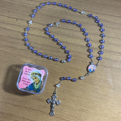 TERÇO SEMICRISTAL NA CAIXINHA NOSSA SENHORA DE SALETTE 6MM (6 UNIDADES)