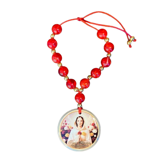 DEZENA PEDRARIAS MEDALHÃO RESINADO  NOSSA SENHORA ROSA MÍSTICA 12MM (1 UNIDADE)