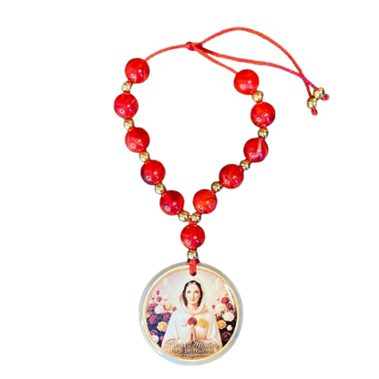 DEZENA PEDRARIAS MEDALHÃO RESINADO  NOSSA SENHORA ROSA MÍSTICA 12MM (1 UNIDADE)