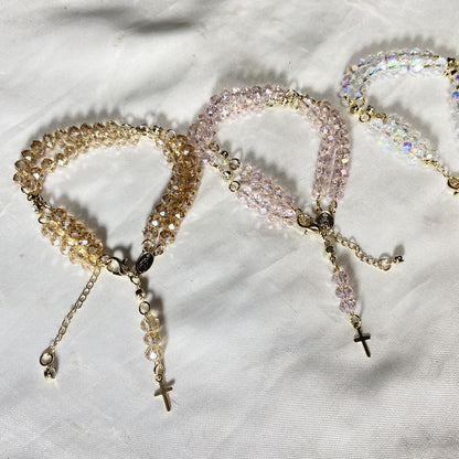 TERÇO PULSEIRA CRISTAL CORES SORTIDAS (3 UNIDADES)