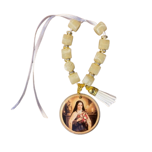 DEZENA PEDRARIAS MEDALHÃO RESINADO SANTA TERESINHA 12MM (1 UNIDADE)