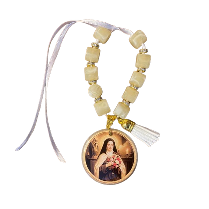 DEZENA PEDRARIAS MEDALHÃO RESINADO SANTA TERESINHA 12MM (1 UNIDADE)