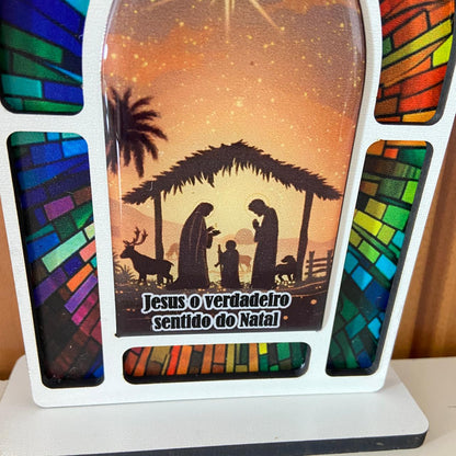 CAPELA MDF VITRAL PRESÉPIO MOD1 18CM (1 UNIDADE)