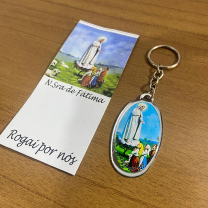 CHAVEIRO METAL OVAL RESINADO NOSSA SENHORA DE FÁTIMA (6 UNIDADES)