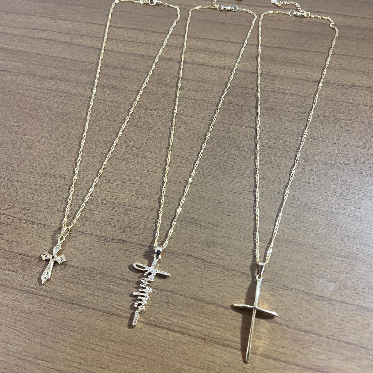 CORRENTE DOURADA CRUZ MODELOS SORTIDOS MOD2  (3 UNIDADES)