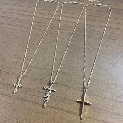 CORRENTE DOURADA CRUZ MODELOS SORTIDOS MOD2  (3 UNIDADES)