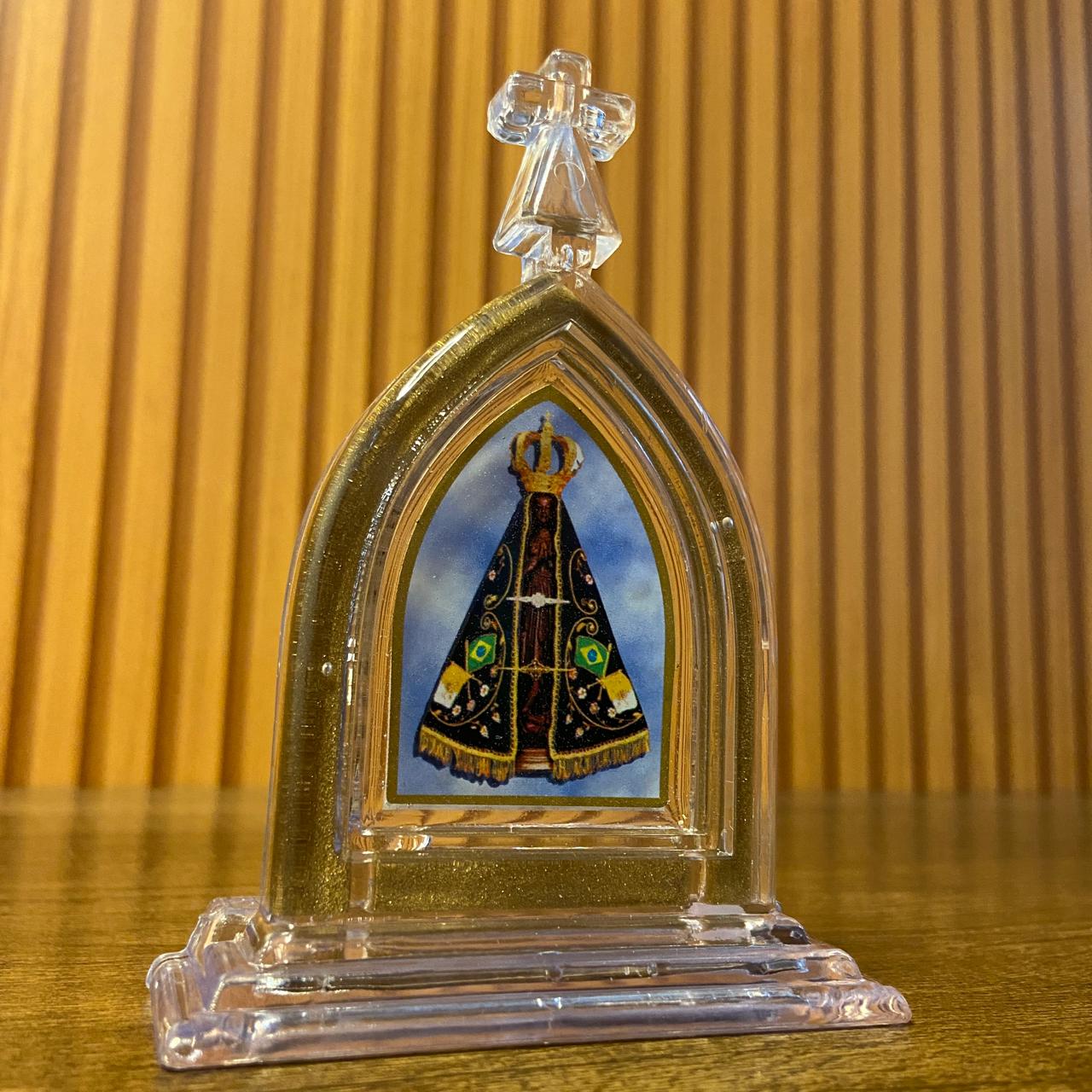 CAPELA ACRÍLICA P NOSSA SENHORA APARECIDA  12X8,5CM TRANSPARENTE (1 UNIDADE)