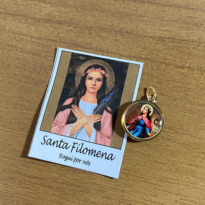 MEDALHA DUPLA FACE SANTA FILOMENA (12 UNIDADES)