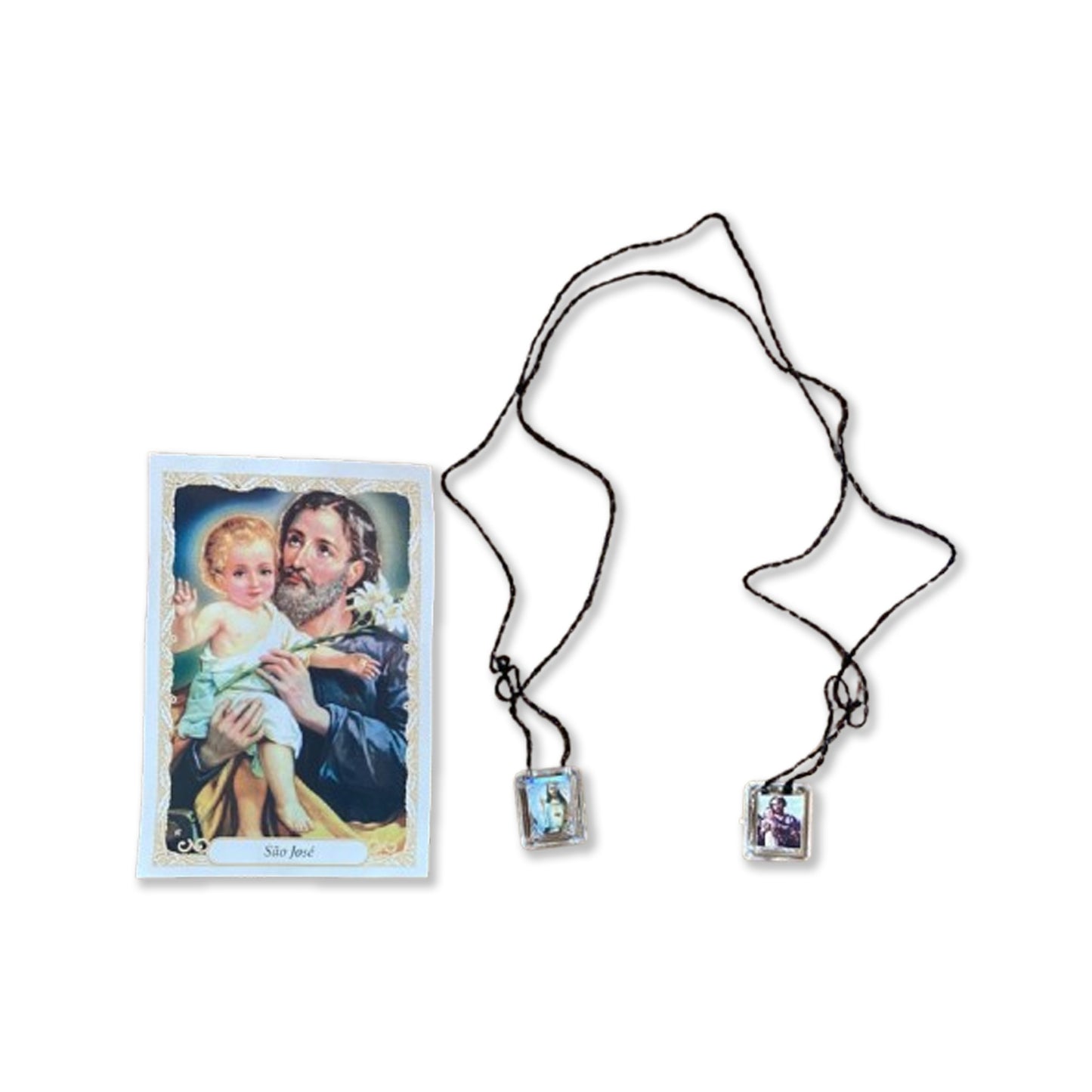 ESCAPULÁRIO CORDINHA SAGRADO CORAÇÃO DE JESUS E SÃO JOSÉ (12 UNIDADES)