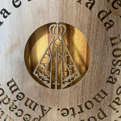MANDALA MDF TABACO ORAÇÃO AVE MARIA 30CM (1 UNIDADE)