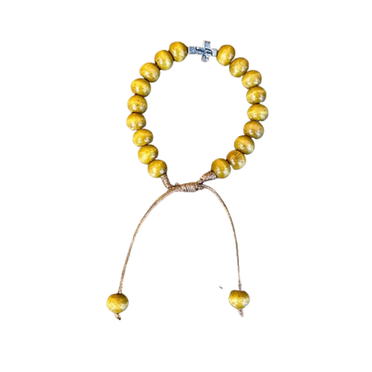 PULSEIRA DE MADEIRA MARROM REGULAVEL FÉ (3 UNIDADES)