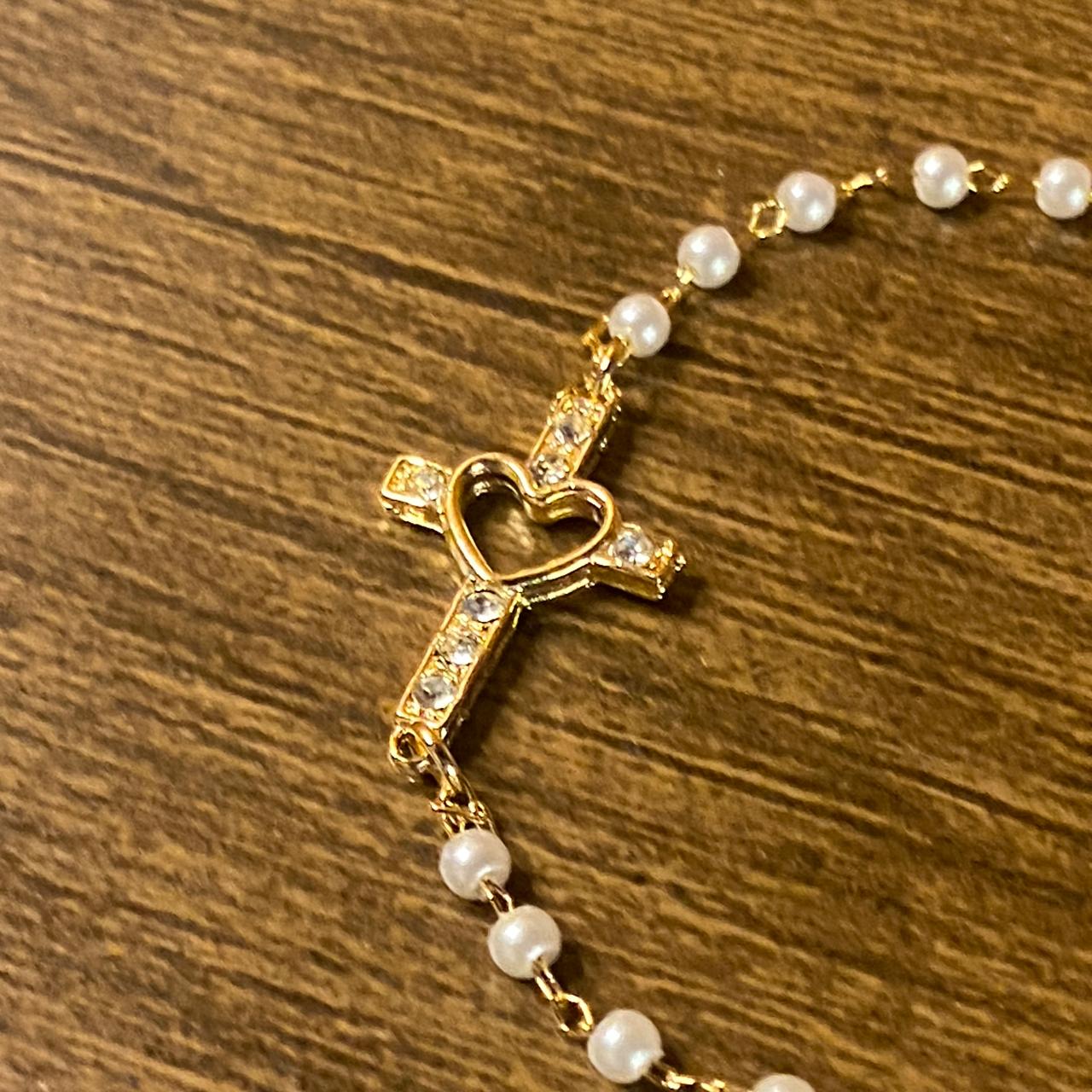 PULSEIRA DOURADA PÉROLA CRUZ COM STRASS  (3 UNIDADES)