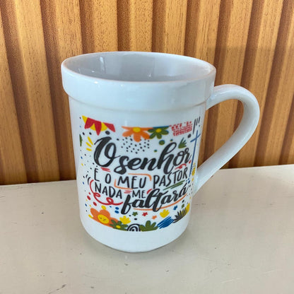 CANECA BRANCA O SENHOR É MEU PASTOR... 220ML (1 UNIDADE)