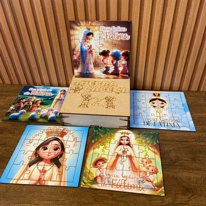 KIT QUEBRA CABEÇA INFANTIL MDF NOSSA SENHORA DE FÁTIMA (5 UNIDADE)