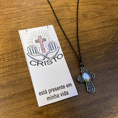 CORDÃO COM CRUZ RESINADA NOSSA SENHORA DE FÁTIMA  ( 3 UNIDADES)