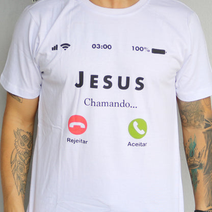 CAMISETA BEGE JESUS CHAMANDO TAMANHO PP (1 UNIDADE)