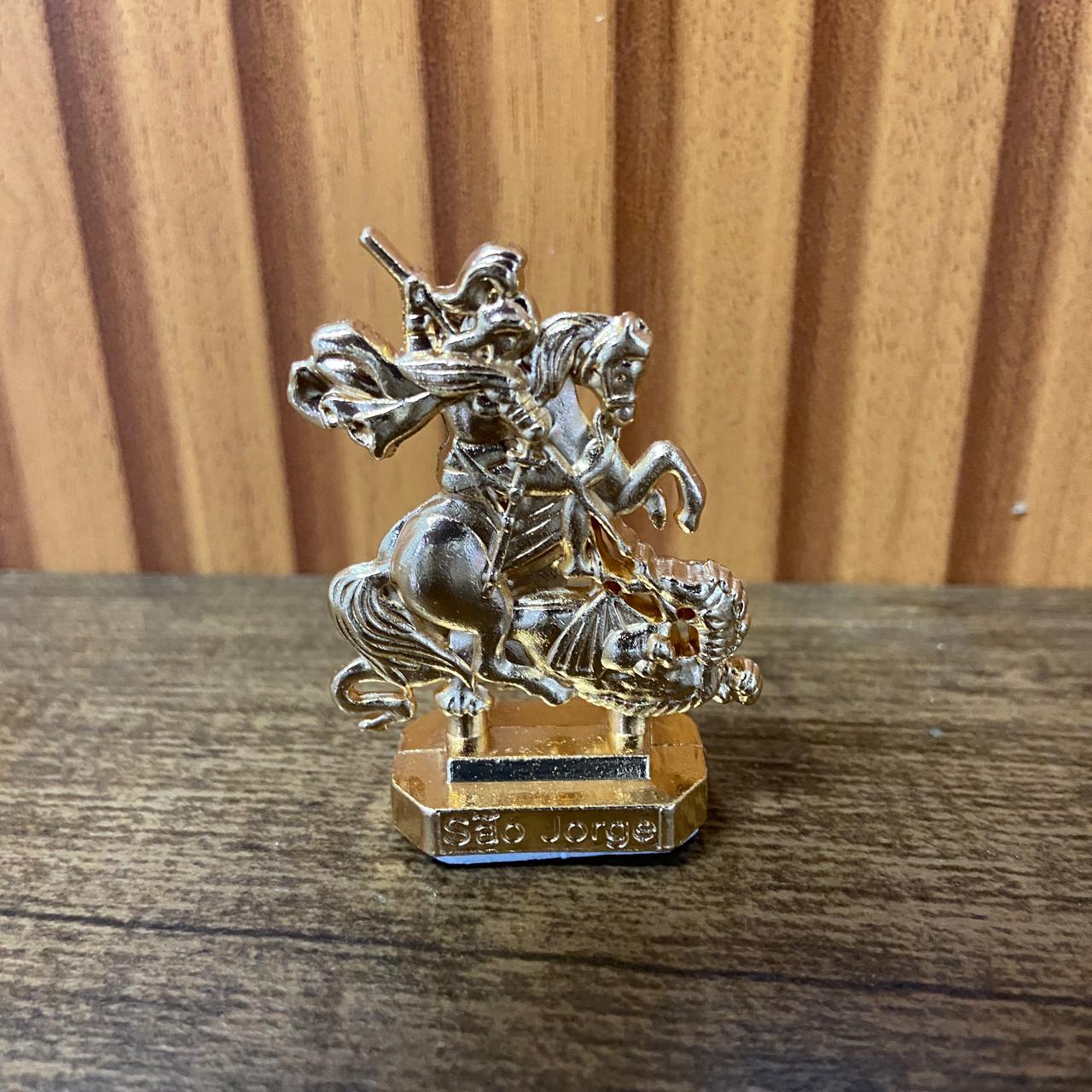 IMAGEM SÃO JORGE DOURADO PARA CARRO (12 UNIDADES)