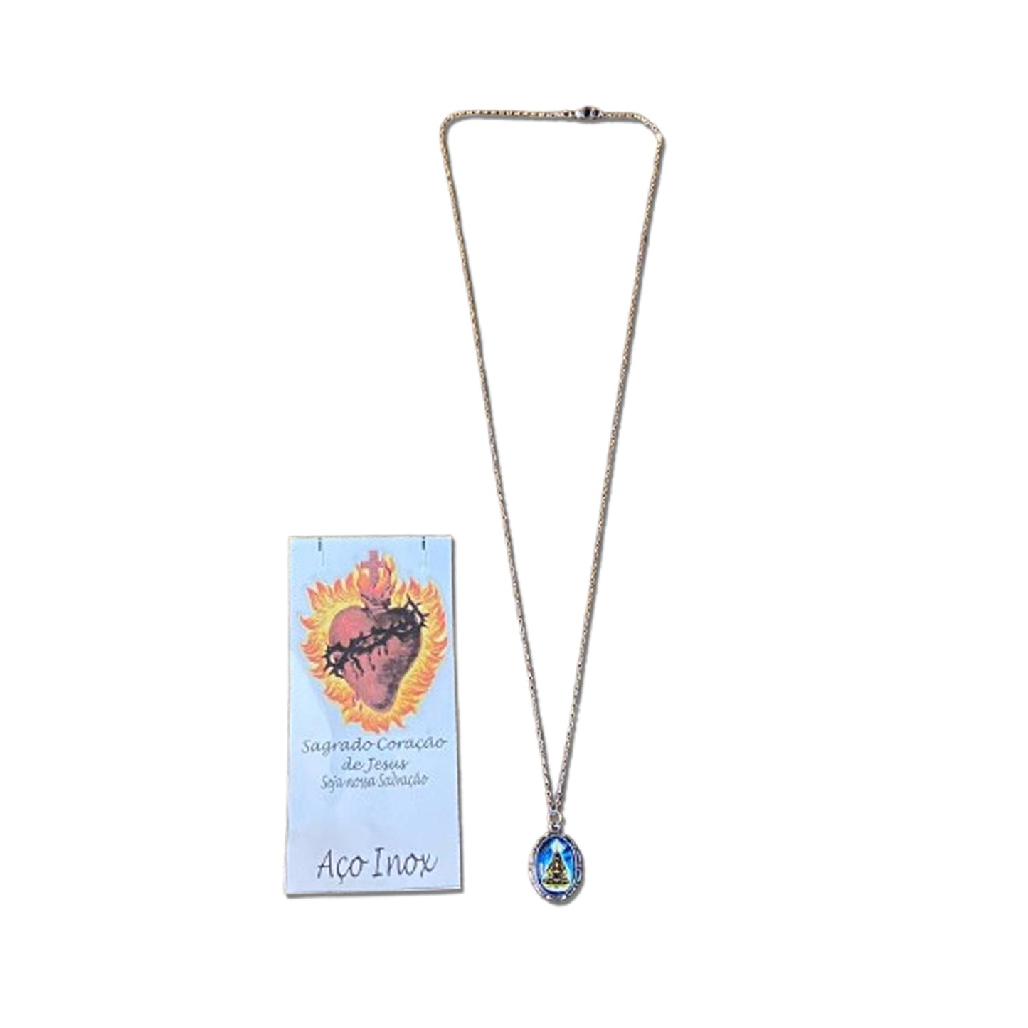 CORRENTE INOX COM MEDALHA RESINADA NOSSA SENHORA APARECIDA (3 UNIDADES)
