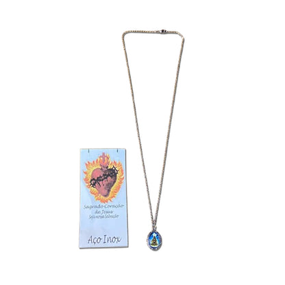 CORRENTE INOX COM MEDALHA RESINADA NOSSA SENHORA APARECIDA (3 UNIDADES)