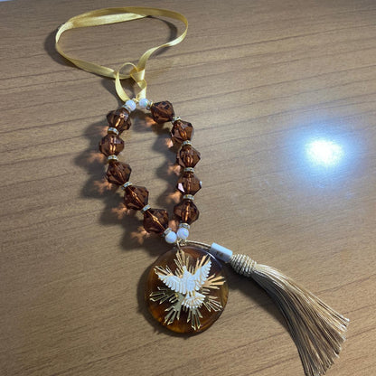 DEZENA CRISTAL DIVINO ESPÍRITO SANTO RESINADO 15MM  (1 UNIDADE)