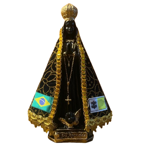 IMAGEM DE GESSO NOSSA SENHORA APARECIDA COM MANTO 22,5CM MOD2 (1 UNIDADE)