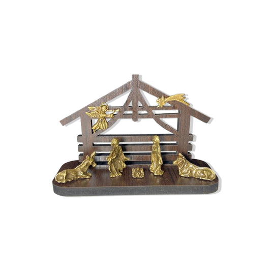 ENFEITE DE MESA MDF PRESÉPIO DE METAL  (1 UNIDADE)