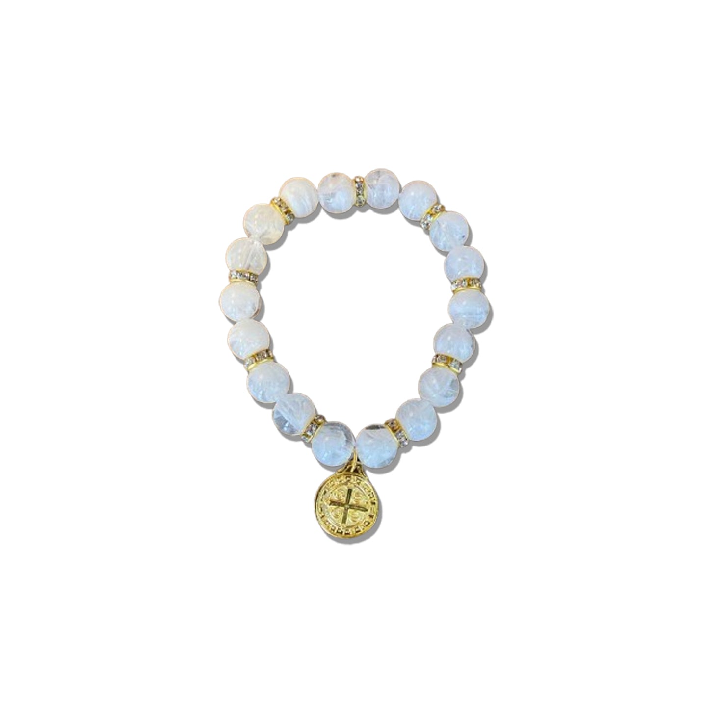 PULSEIRA PÉROLA MEDALHA DE SÃO BENTO 10MM MOD-3 (03 UNIDADES)