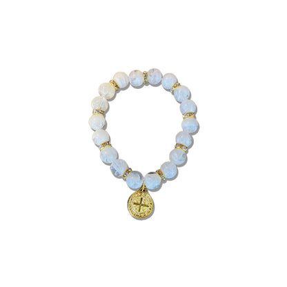 PULSEIRA PÉROLA MEDALHA DE SÃO BENTO 10MM MOD-3 (03 UNIDADES)