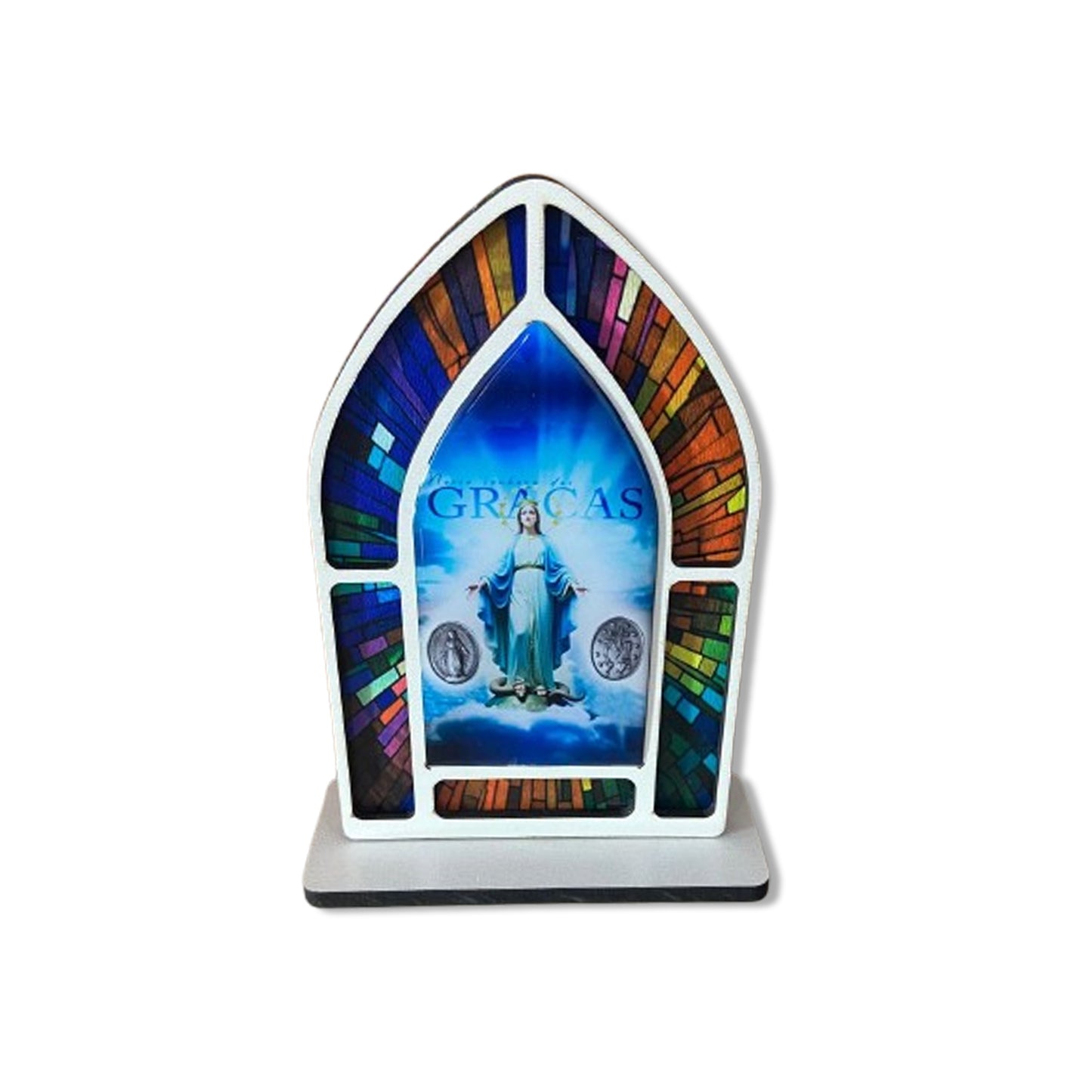 CAPELA MDF VITRAL NOSSA SENHORA DAS GRAÇAS 18CM (1 UNIDADE)