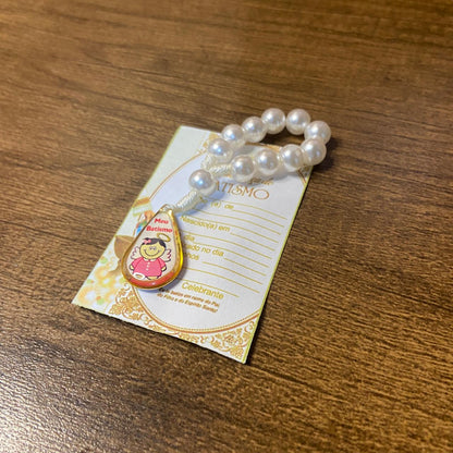 DEZENA DE DEDO PEROLA GOTA LEMBRANÇA BATISMO ROSA 6MM (6 UNIDADES)
