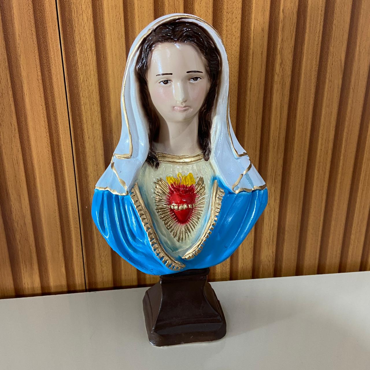 BUSTO DE GESSO IMACULADO CORAÇÃO DE MARIA 24CM (1 UNIDADE)