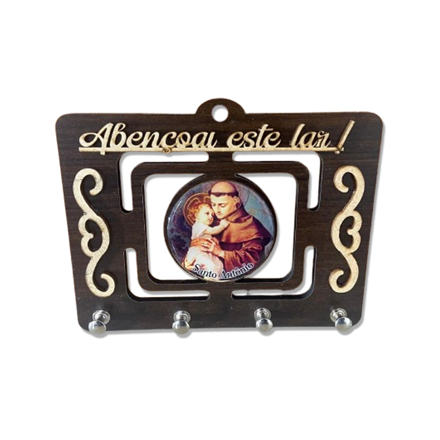 PORTA CHAVE VAZADO RESINADO SANTO ANTÔNIO 14CM (1 UNIDADE)
