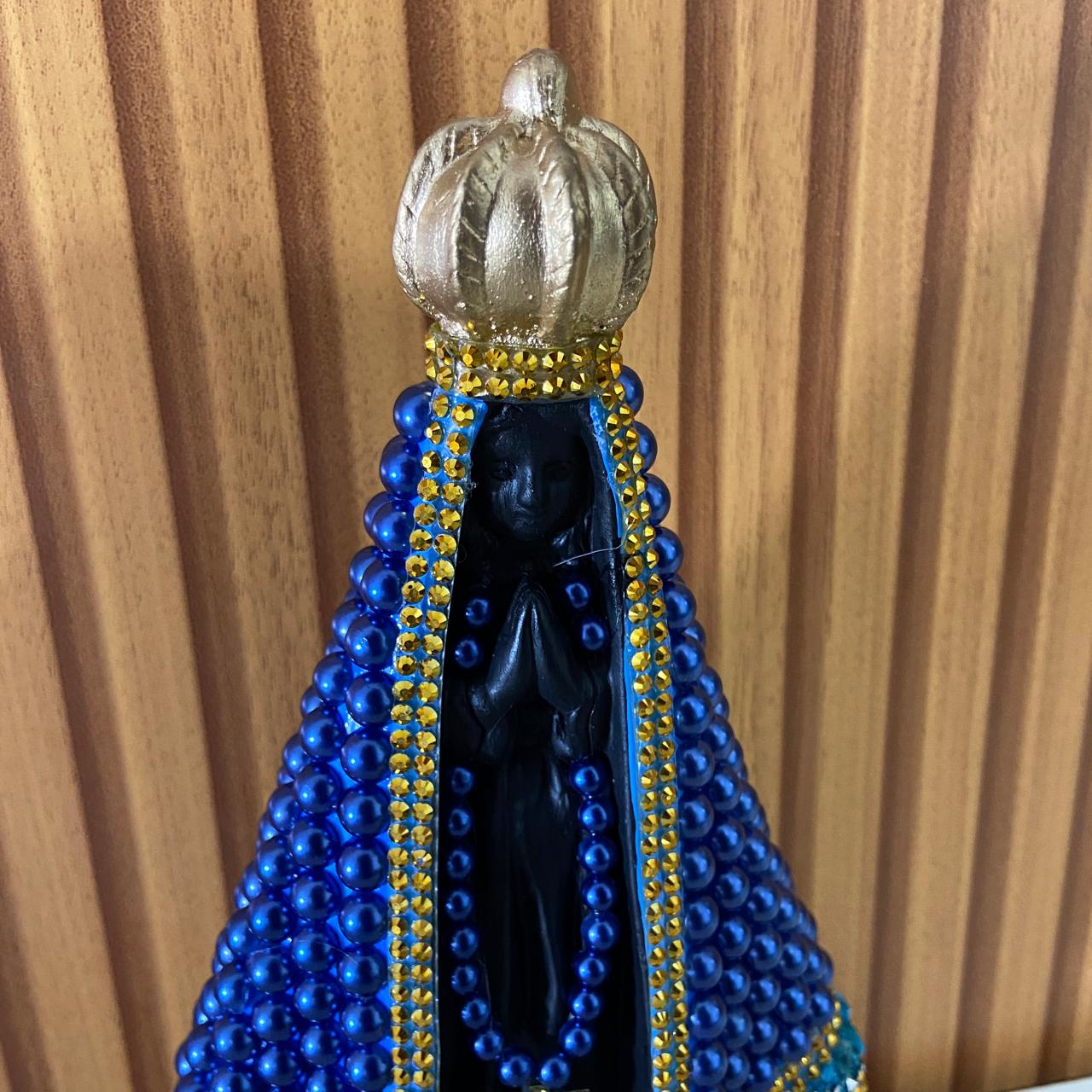 IMAGEM DE GESSO NOSSA SENHORA APARECIDA PÉROLA AZUL 22CM (1 UNIDADE)